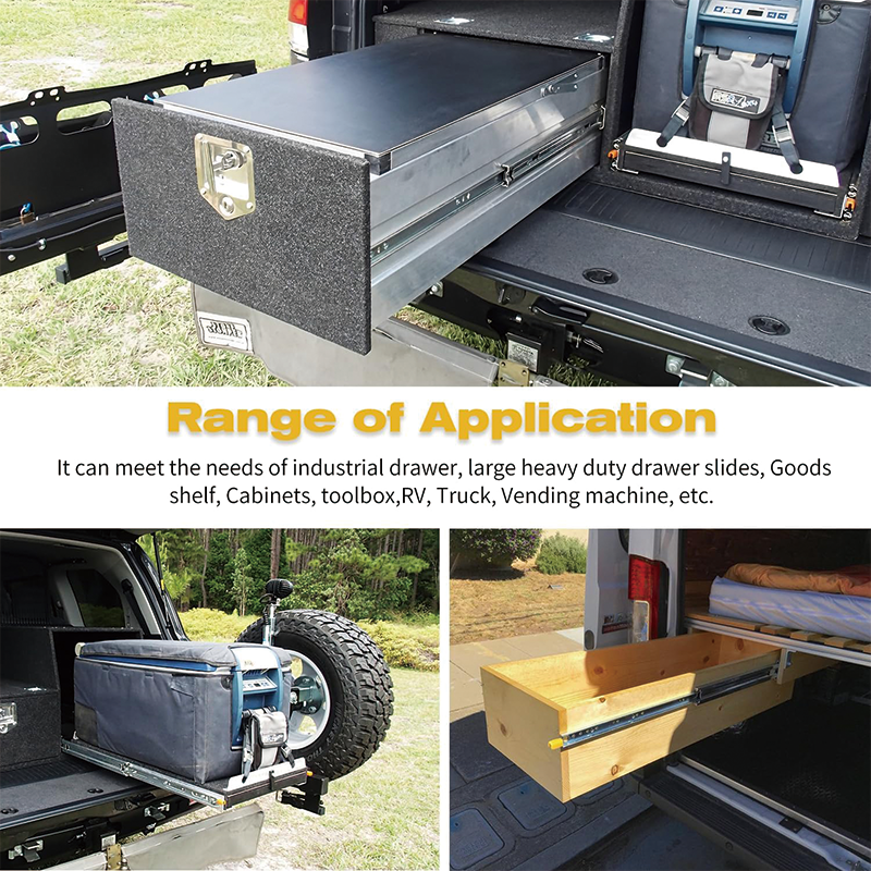 Heavy Duty Drawer Slides with Lock 24" Length,Full Extension Side Mount Ball Bearing Locking Rails Track Glides Runners Load 485 Lbs,1 Pair