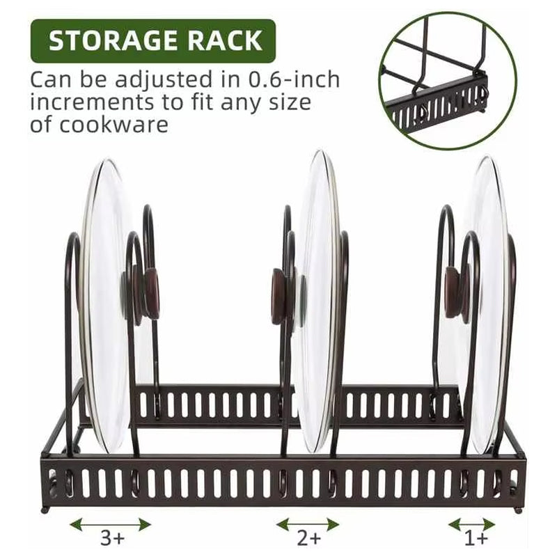 Metal Expandable And Detachable Pot Pan And Cover Organizer Display Rack Holder For Kitchen Cabinet Pantry