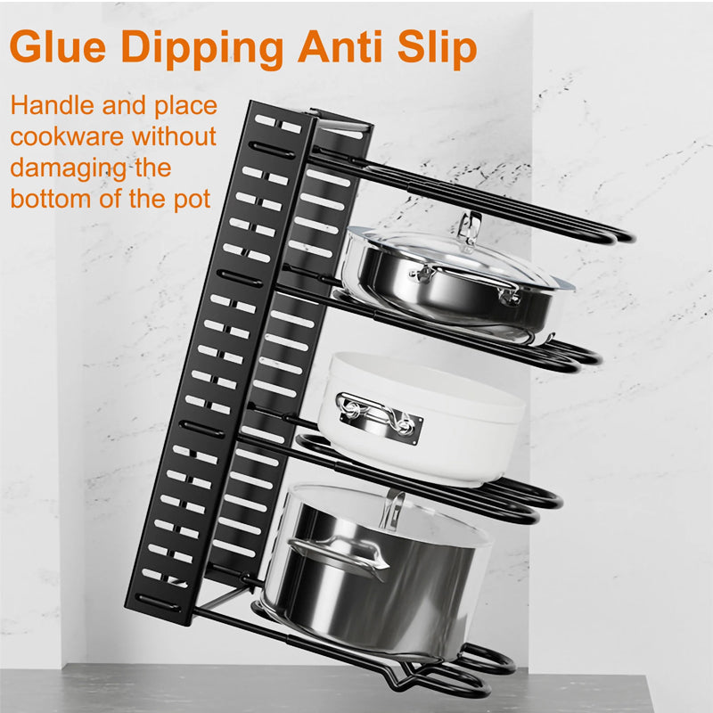 8 Tier Pot Organizer Racks Durable Removable Pot Pan And Lid Cabinet Holder Multi-Functional Kitchen Shelf For Desktop Cabinet