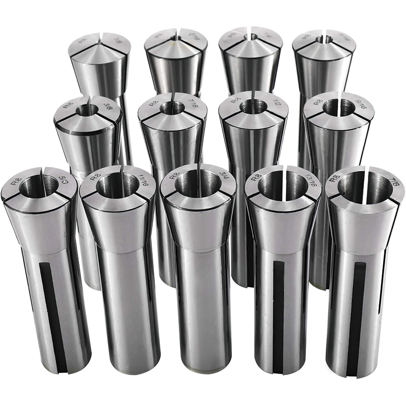 13 Piece Precision R8 Collet Set , Alloy Steel Mill Collet Chuck , for Mill Machine 1/8inch - 7/8inch