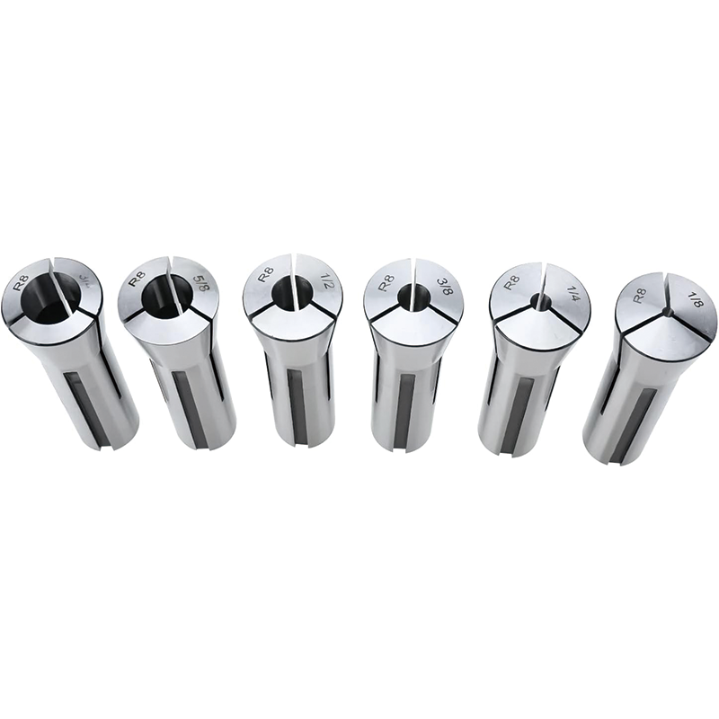 6pcs Precision R8 Collet Set, Alloy Steel Mill Collet Chuck 1/8" - 3/4" Holder Kit with 6 Labeled Storage Boxes for Milling Machine Drill Presses