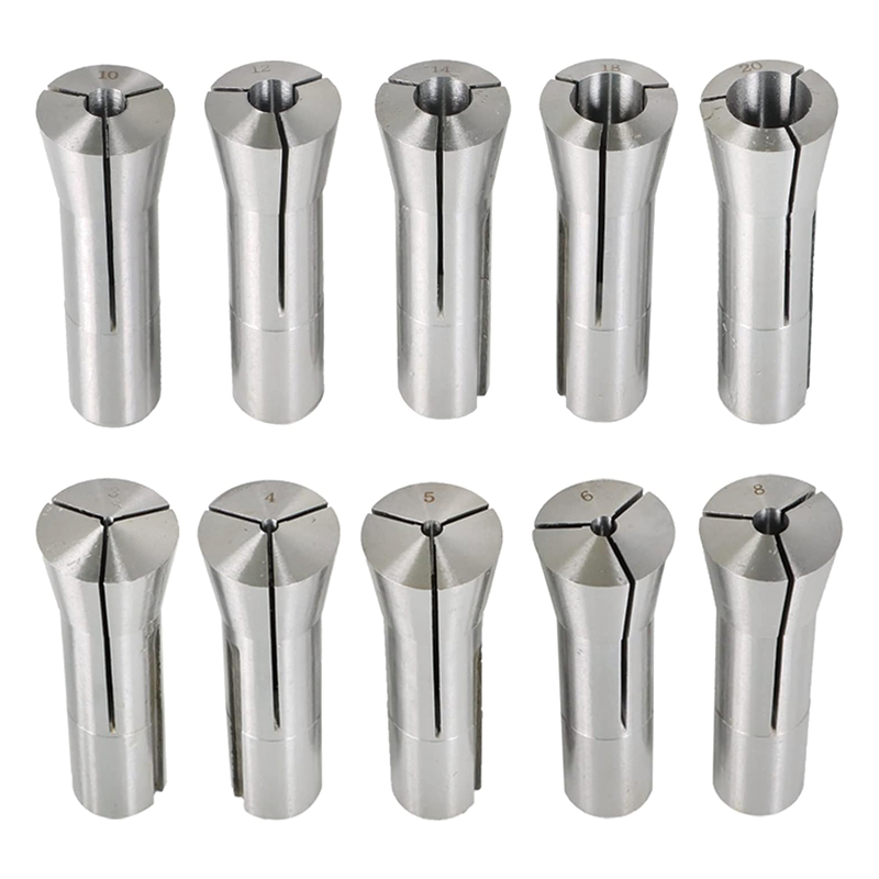 10 pcs Precision R8 Collet Chuck Spring Collet Set, Round Collet Set 3-20MM Fit for CNC Engraving Machine and Milling Lathe Tool