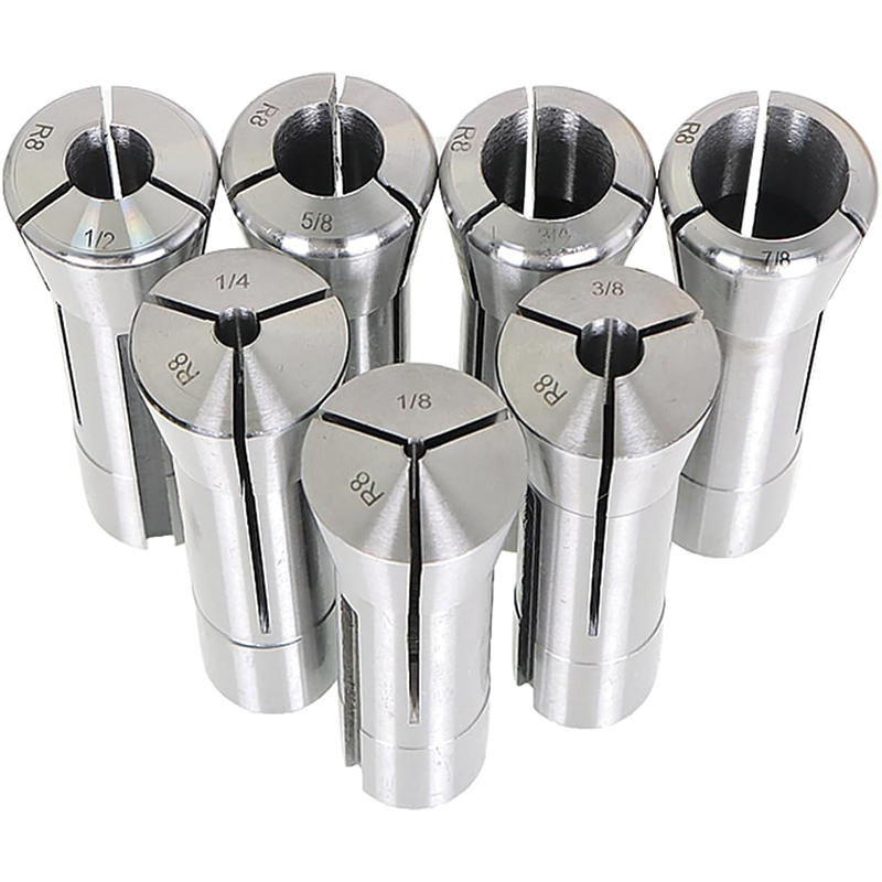 7Pcs Precision R8 Collet Set, 7/8'' Alloy Steel Mill Collets Set Steel Mill Chuck Holder Fit for Milling Machine Drill Presses