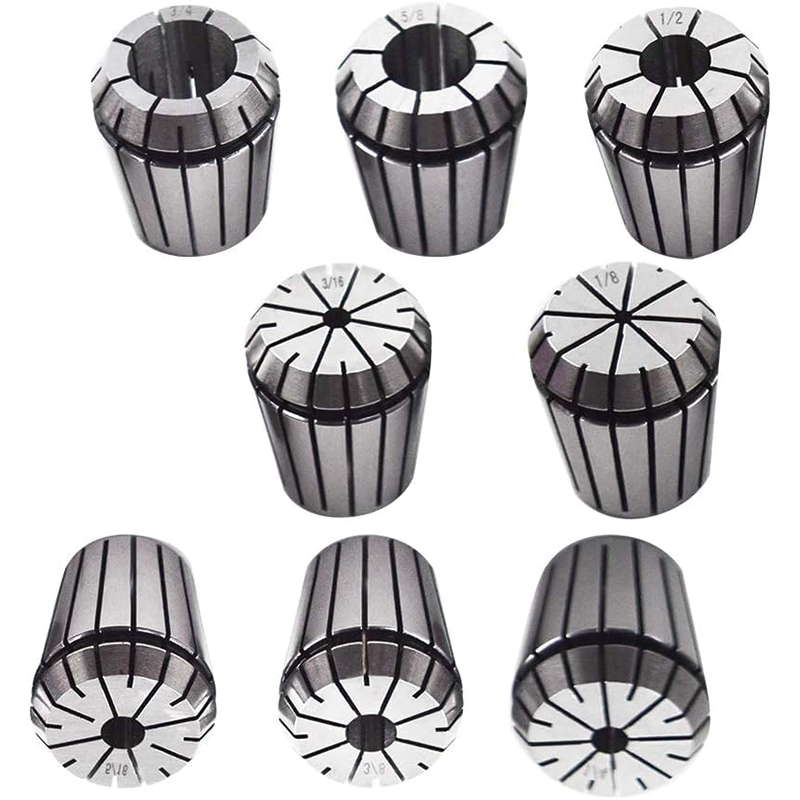 8Pcs Alloy Steel ER32 Collet, 1/8", 3/16", 1/4", 5/16", 3/8", 1/2", 5/8", 3/4" for CNC Engraving Machine Milling Lathe Tool Drill Press