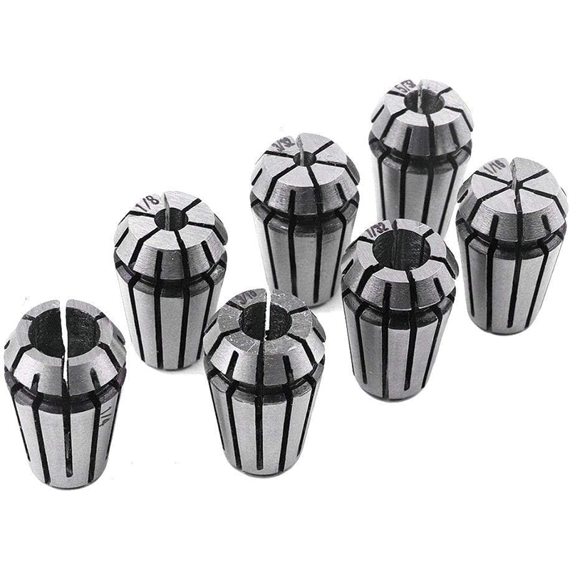 7 Pcs ER11 Spring Collet Set ,1/4 1/8 1/16 3/16 3/32 5/32 7/32 inch for CNC Engraving Machine & Milling Lathe Tools