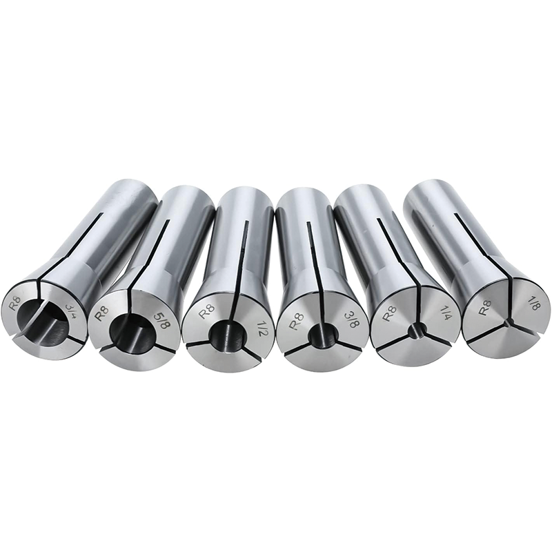 6pcs Precision R8 Collet Set, Alloy Steel Mill Collet Chuck 1/8" - 3/4" Holder Kit with 6 Labeled Storage Boxes for Milling Machine Drill Presses