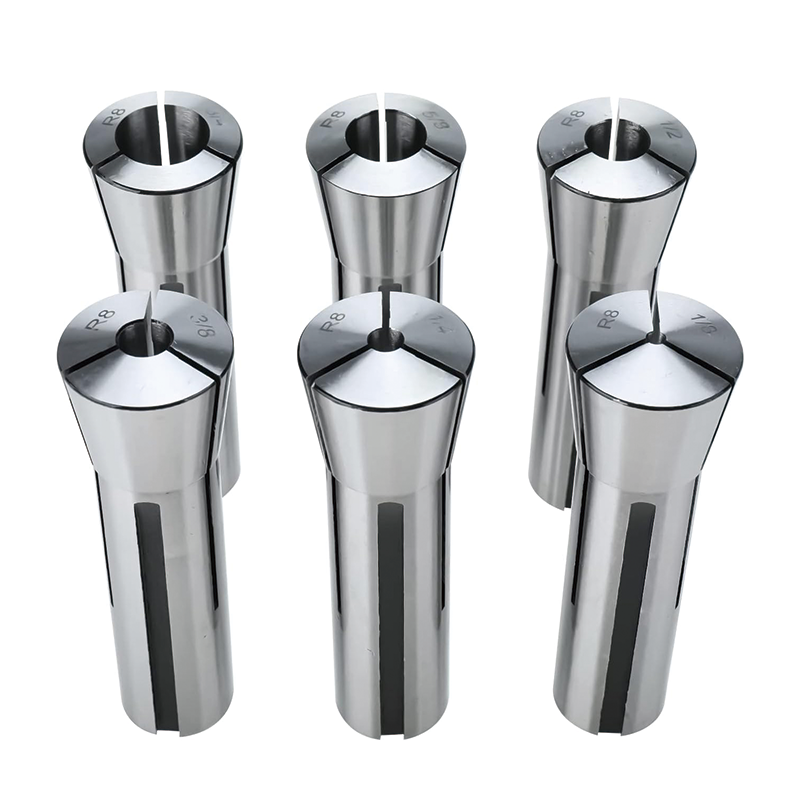 6pcs Precision R8 Collet Set, Alloy Steel Mill Collet Chuck 1/8" - 3/4" Holder Kit with 6 Labeled Storage Boxes for Milling Machine Drill Presses