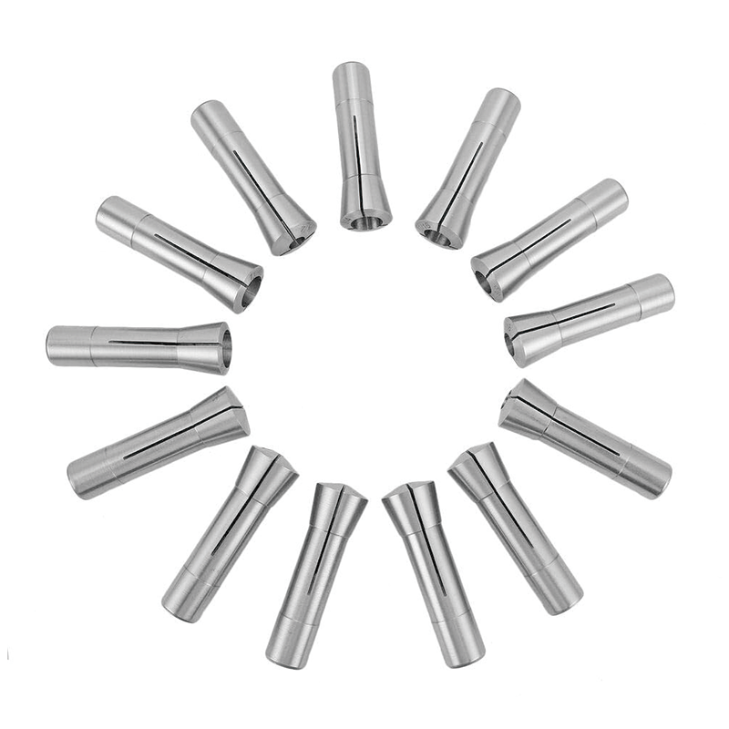 13pcs Precision Round Spring Collet Set, 1/8-7/8 x 1/16Ths for Milling Machine Drill Presses Boring Machine Machining Center