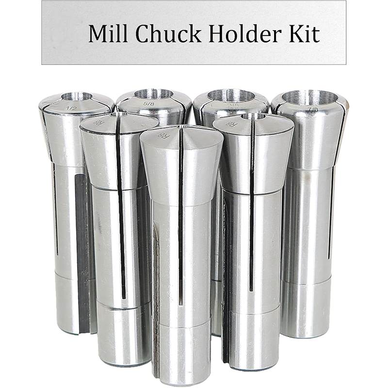 7Pcs Precision R8 Collet Set, 7/8'' Alloy Steel Mill Collets Set Steel Mill Chuck Holder Fit for Milling Machine Drill Presses