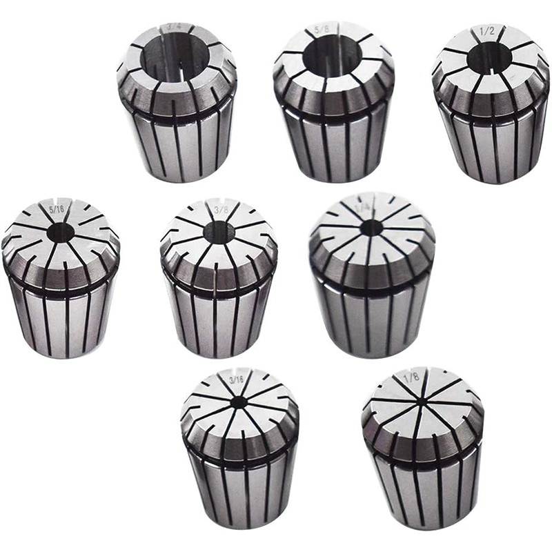 8Pcs Alloy Steel ER32 Collet, 1/8", 3/16", 1/4", 5/16", 3/8", 1/2", 5/8", 3/4" for CNC Engraving Machine Milling Lathe Tool Drill Press