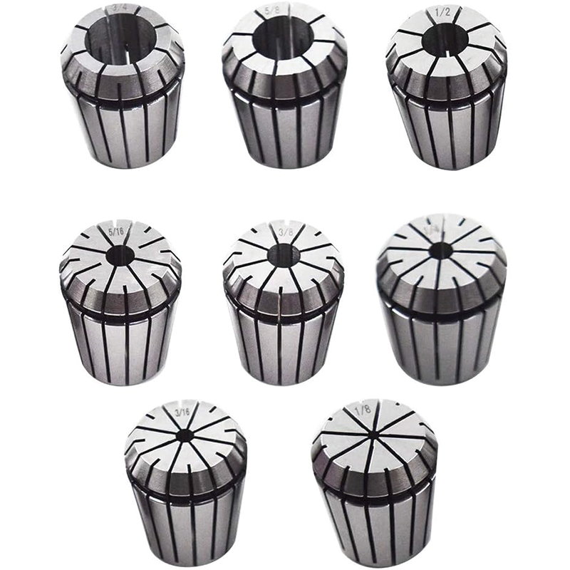 8Pcs Alloy Steel ER32 Collet, 1/8", 3/16", 1/4", 5/16", 3/8", 1/2", 5/8", 3/4" for CNC Engraving Machine Milling Lathe Tool Drill Press