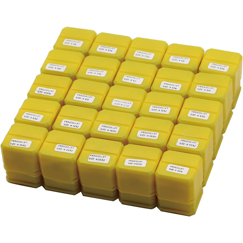 25 Pcs ER32 Spring Collet Chuck Set, 1/32" 1/16"- 13/16" Spring Collet Set with 25 Labeled Storage Boxes, for CNC Engraving Machine Milling Lathe