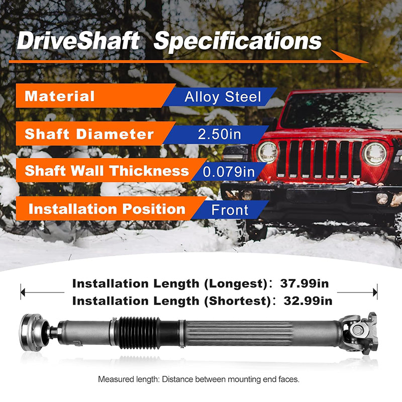 Complete Front Drive Shaft Assembly Fit for 2007-2011 Jeep Wrangler JK V6 3.8L Replace# 52753319AC, 52853317AC