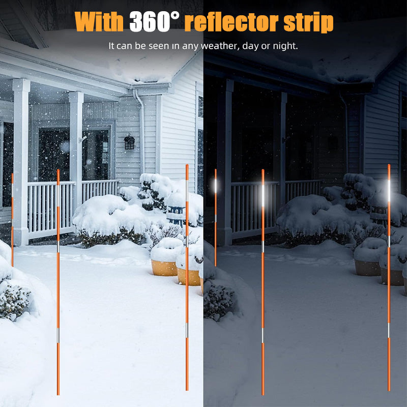 20 Pieces Lane Markers, 4ft Lane Reflective Poles, Orange Fiberglass Snow Stakes with Reflective Tape For Parking Lots, Sidewalks For Easy Observation