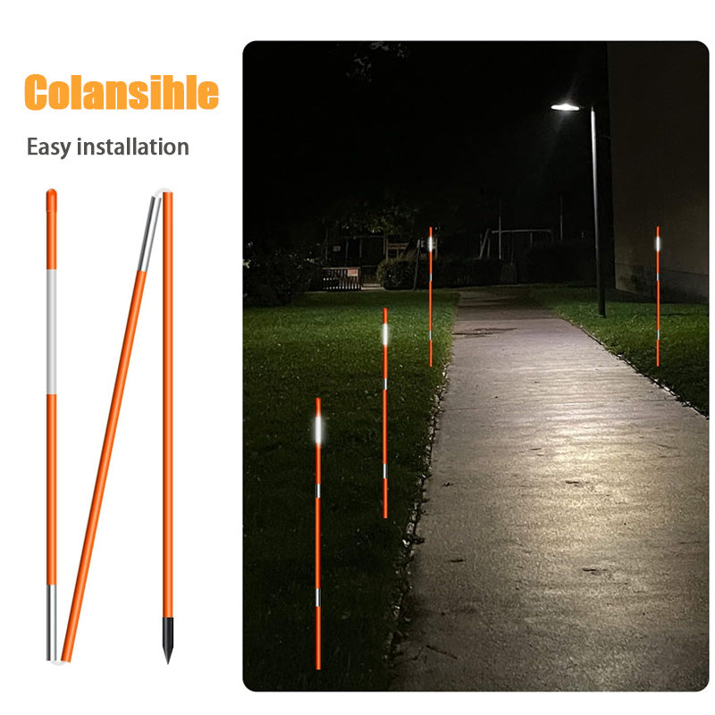 20 Pieces Lane Markers, 4ft Lane Reflective Poles, Orange Fiberglass Snow Stakes with Reflective Tape For Parking Lots, Sidewalks For Easy Observation