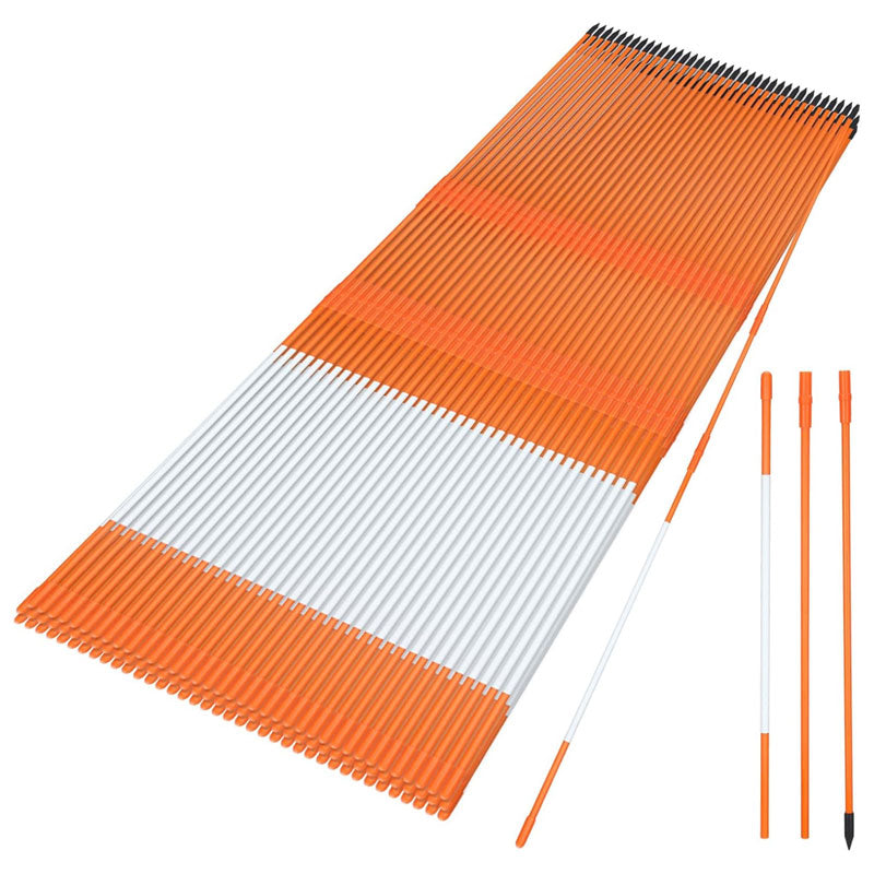 Lane Markers With Reflective Tape, 5/16" Diameter Fiberglass, For Parking Lots, Roads, Sidewalks (80 pcs)