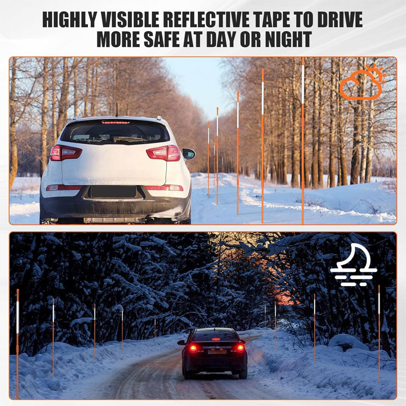 Lane Markers With Reflective Tape, 5/16" Diameter Fiberglass, For Parking Lots, Roads, Sidewalks (80 pcs)