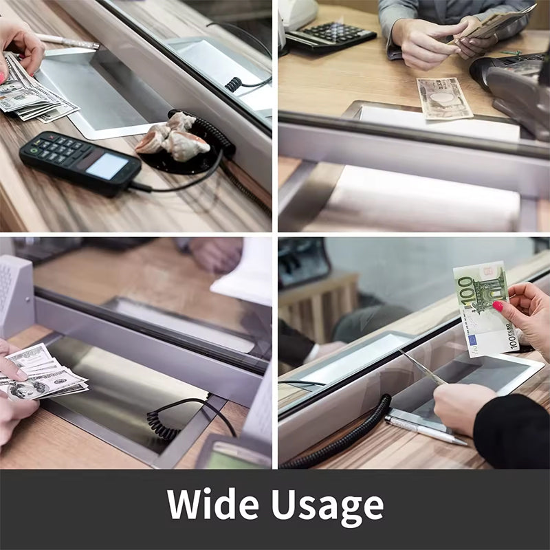 12" x 10" x 1.6" Stainless Cash Register Receipt Slot Money Window Channel Steel Drop-In Deal Tray Bucket Suitable For Hospital Gas Stations Bank