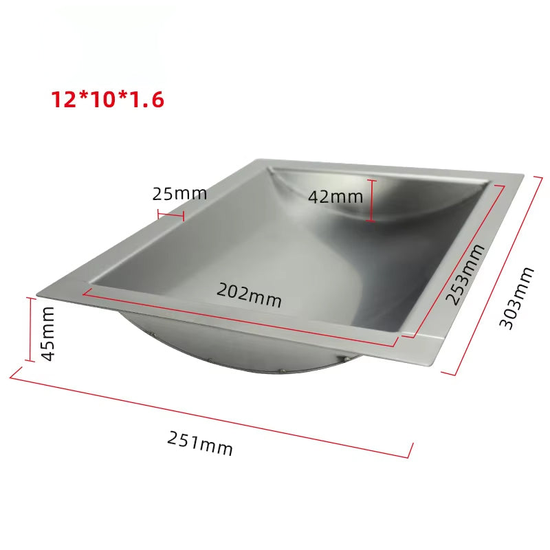 12" x 10" x 1.6" Stainless Cash Register Receipt Slot Money Window Channel Steel Drop-In Deal Tray Bucket Suitable For Hospital Gas Stations Bank