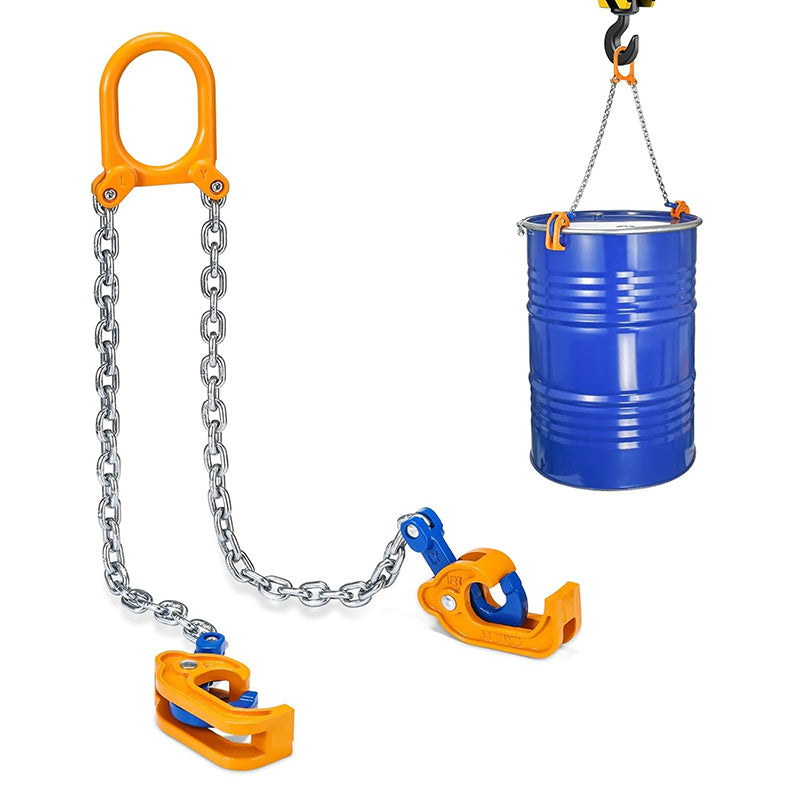 55 Gallon Drum Lift Chain Drum Lifter 2000 lbs Capacity Carbon Steel Hook with Built-in Spring Suitable for Plastic and Metal Drums