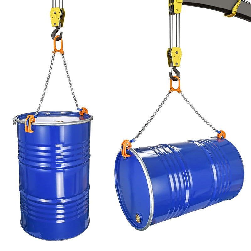 55 Gallon Drum Lift Chain Drum Lifter 2000 lbs Capacity Carbon Steel Hook with Built-in Spring Suitable for Plastic and Metal Drums