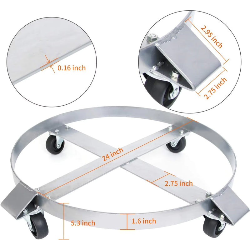Oil Drum Translation Car Handling Universal Wheel Round Barrel Transfer Base 55-Gallon Drum Dolly