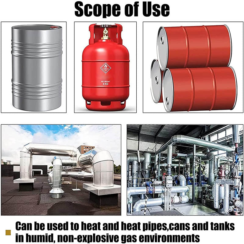 Drum Heating Blanket 55-Gallon Silicone Barrel Heat Pad Warmer Electric 150℃ 120V 10inch Width