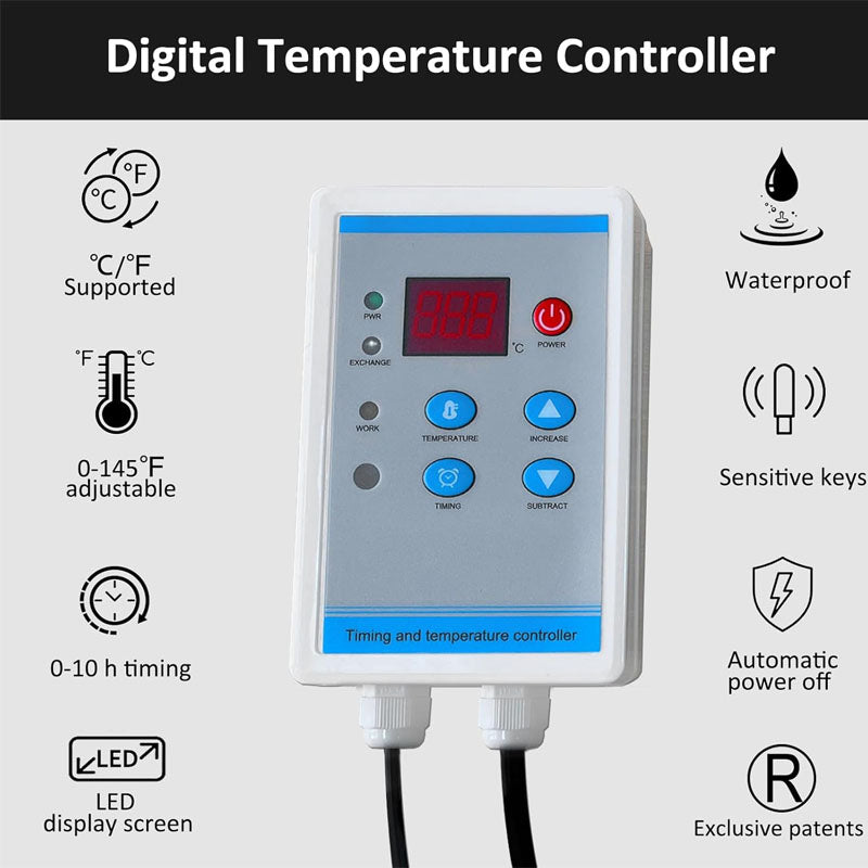55 gal/208 L Drum Heating Blanket 145℉ Adjustable Oil Pail Heater with Thermostat and GFCI Plug
