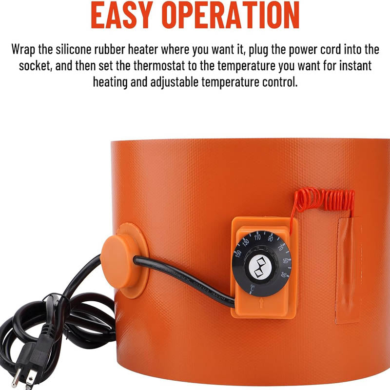 Drum Heating Blanket 5 Gallon Metal Drum Heater 800 Watt 7-3/4 inch Width86-302℉ Adjustable