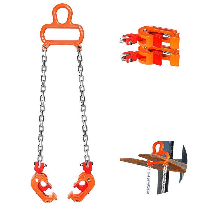 Drum Lifter 2000 lbs Capacity Orange 55 Gallon Drum Clamp Lifting Chain G80 Chain Drum Lifter for Plastic and Metal Drum
