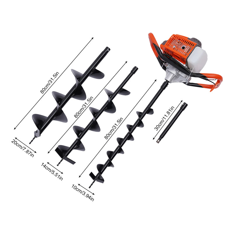 2-Stroke 71Cc Gasoline Earth Auger Borer 2.3kw Post Hole Digger Gas Powered Agricultural Machinery Earth Auger Borer Fence Ground Drill Bits