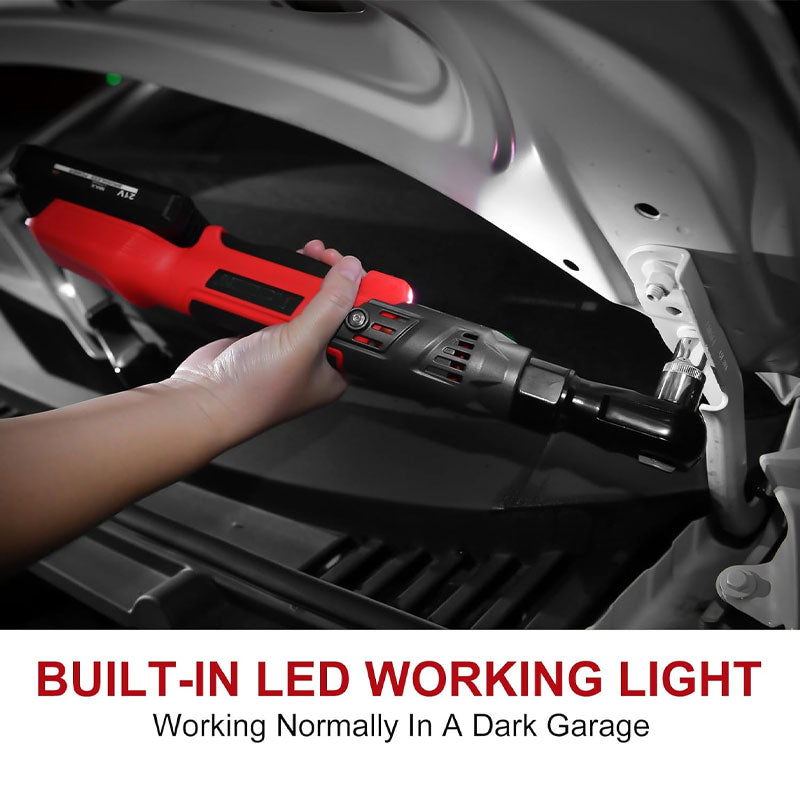 21V 3/8" Cordless Ratchet Wrench Kit, 74 ft. lbs Electric Ratchet, Variable Speed Electric Ratchet, 8 Sockets, 3" Extension Pole