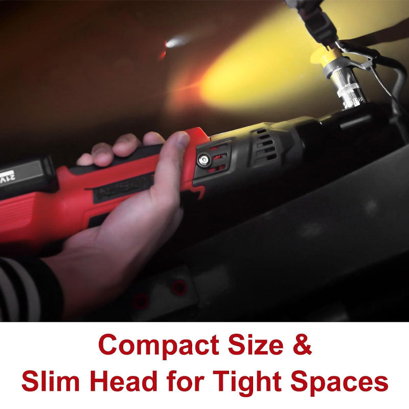 21V 3/8" Cordless Ratchet Wrench Kit, 74 ft. lbs Electric Ratchet, Variable Speed Electric Ratchet, 8 Sockets, 3" Extension Pole