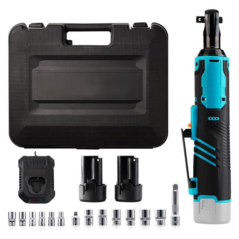 3/8 Inch Cordless Electric Ratchet Wrench Set, 35FT 260RPM 12V Electric Ratchet Tool Kit