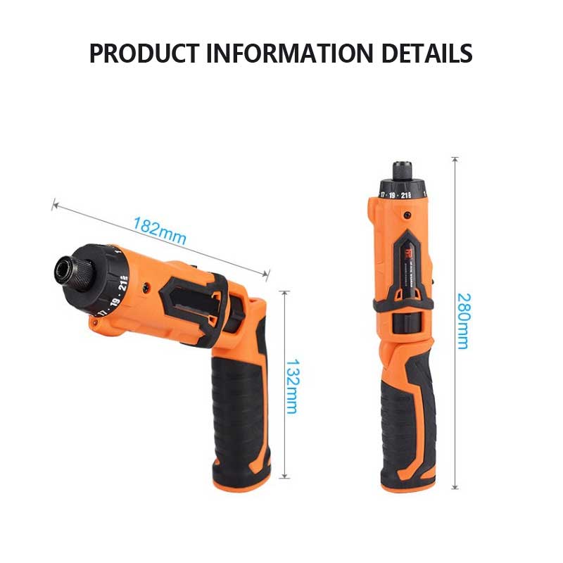 Rechargeable Lithium Battery Screwdriver, Foldable Curved Straight Screwdriver