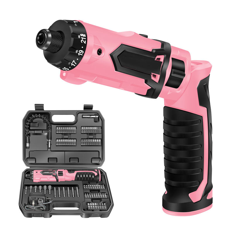 Electric Screwdriver 82pcs 8V Pink Small Electric Screwdriver Set, Cordless Screwdriver And Rechargeable Screwdriver With Screwdriver Bit Set