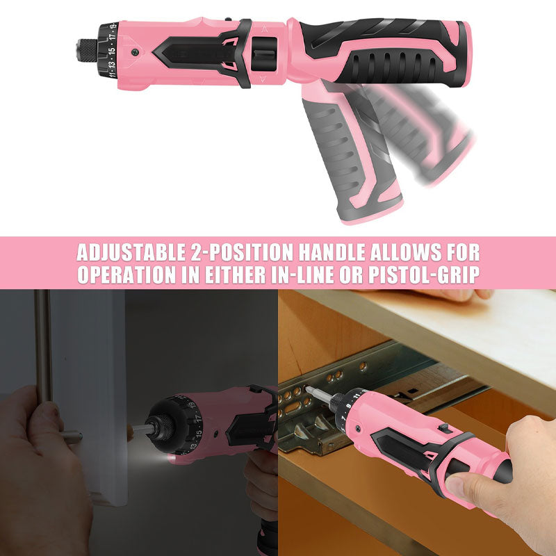 Electric Screwdriver 82pcs 8V Pink Small Electric Screwdriver Set, Cordless Screwdriver And Rechargeable Screwdriver With Screwdriver Bit Set