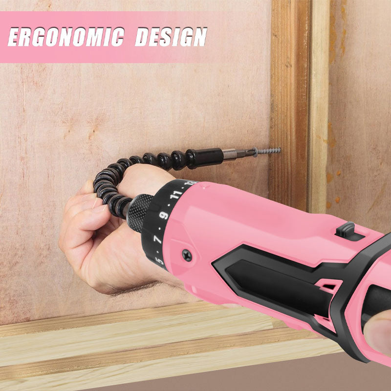 Electric Screwdriver 82pcs 8V Pink Small Electric Screwdriver Set, Cordless Screwdriver And Rechargeable Screwdriver With Screwdriver Bit Set