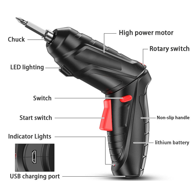 3.6V Electric Screwdriver Mini Rechargeable Hand Drill Screwdriver, Multifunctional Household Folding Drill Tool