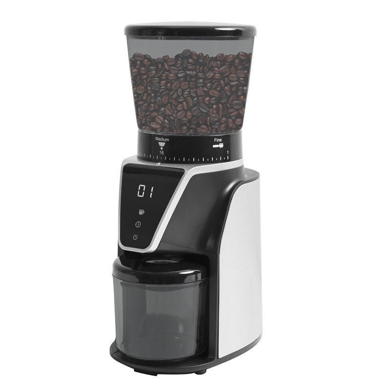 Hand-Pour Italian Grinder Household Coffee Grinder Stainless Steel Bevel Electric Grinder Powder Press 31 Precise Grinding Settings Silver Black