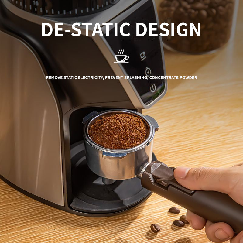 Hand-Pour Italian Grinder Household Coffee Grinder Stainless Steel Bevel Electric Grinder Powder Press 31 Precise Grinding Settings Silver Black