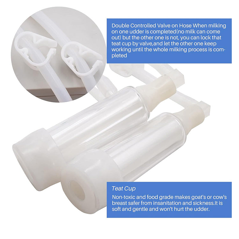 Livestock Milking Supplies with Stainless Bucket 5L Goat Milking Machine Adjustable Pulsation Vacuum Electric Milker Automatic Pulsating Vacuum Pump