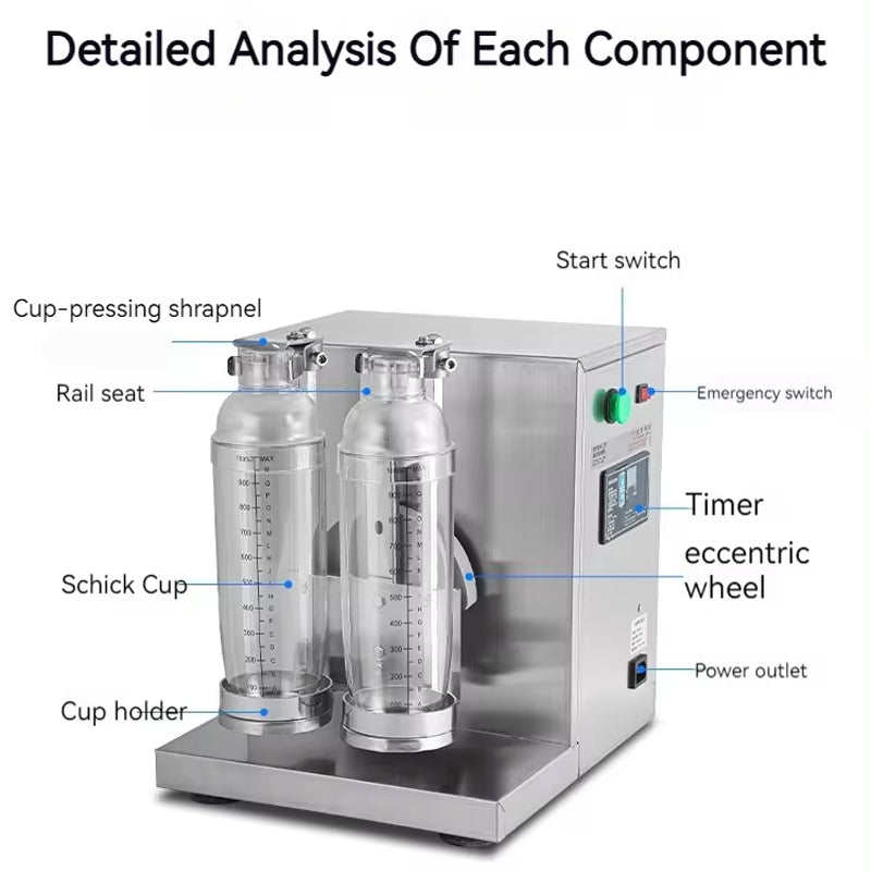 Commercial Milk Shake Machine Stainless Steel Milk Shake Bubble Tea Stirring Machine Double-Ended Automatic Shaker Mixer