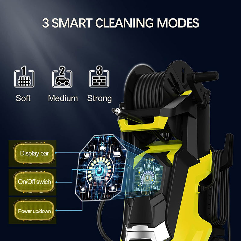 Adjustable Pressure Electric Pressure Washer 4500 PSI 3.2 GPM Touch Screen 4 Nozzles and 500ml Foam Cannon Power Washer Cleaning for Patio