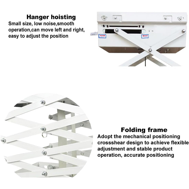 Projector Hoist 39 Inch Electric Projector Lifter with 20" x 20"Fixing Plate Scissor Bracket Projector Hidden Lifter with 22lb (10KG) Max Load Capacity