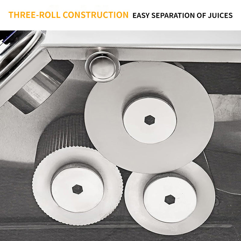 Three-Roller Stainless Steel Sugarcane Juicer, Fully Automatic Commercial Horizontal Residue Juice Separator, 250kg/h Output Sugarcane Press