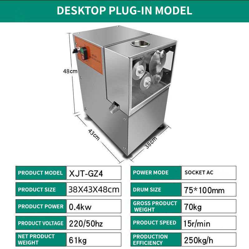 Large Four-Stick Commercial Electric Sugarcane Juicer 250kg/Hour Output Stainless Steel Sugarcane Press