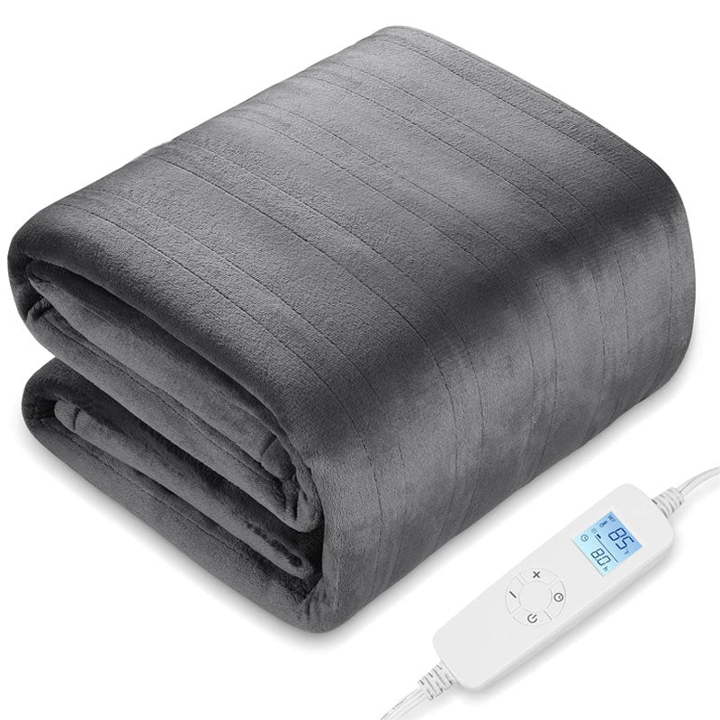 Heated Blanket Electric Throw 84" x 90" Queen Size 6 Heating Levels & 8h Auto Timer Machine Washable Bed Sofa Home Office Use Grey