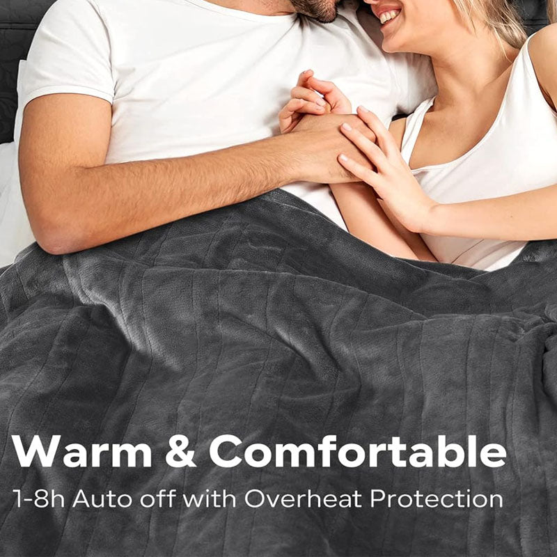 Heated Blanket Electric Throw 84" x 90" Queen Size 6 Heating Levels & 8h Auto Timer Machine Washable Bed Sofa Home Office Use Grey