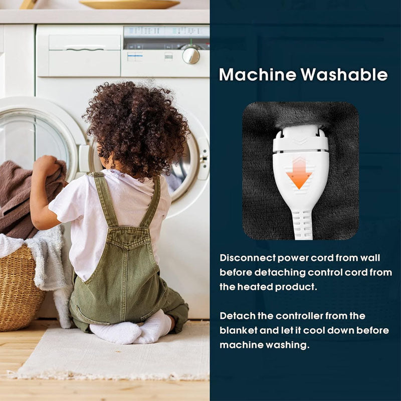 Electric Blankets Blanket King Size 100" x 90" Soft Flannel Heating Blanket 100% Polyester Soft Flannel 4 Heating Levels 10 Hours Auto-Off